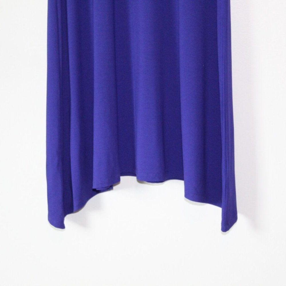 Eileen Fisher Scoop Neck Stretch Asymmetric Dress Purple PM Petite Med H13284 - Picture 4 of 11